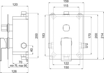 NOVASERVIS - Podomietková batéria s boxom 2 vývody, EDGE BOX36051R,0
