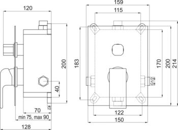 NOVASERVIS - Podomietková batéria s boxom 2 vývody, SHARP BOX37051R,0