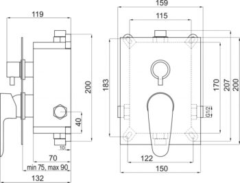 NOVASERVIS - Podomietková batéria s boxom 2 vývody, SMART BOX98051R,0