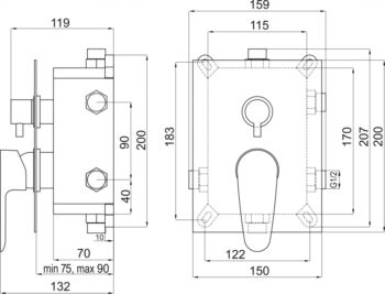 NOVASERVIS - Podomietková batéria s boxom 3 vývody, SMART BOX98051RX,0