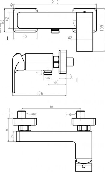 NOVASERVIS - Sprchová batéria bez príslušenstva 150 mm SHARP chróm 37061/1,0