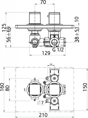NOVASERVIS - Sprchová termostatická baterie 2-cestný ventil chrom 2850R,0