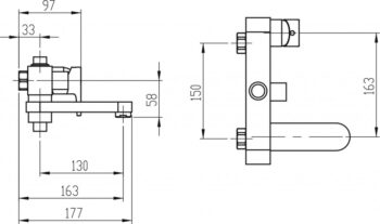 NOVASERVIS - Vaňová a sprchová batéria bez sprchovej súpravy 150 mm 42023/1,0