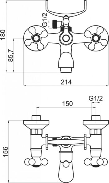 NOVASERVIS - Vaňová batéria 150 mm, chróm 99121,0