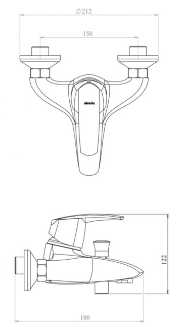 NOVASERVIS - Vaňová batéria bez príslušenstva 150 mm Metalia 56 chróm 56020/1,0