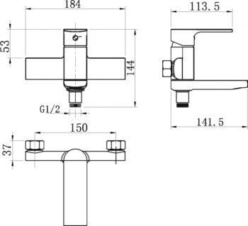 NOVASERVIS - Vaňová nástenná batéria bez sprchovej súpravy 150 mm 41022/1,0