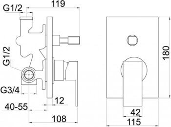 NOVASERVIS - Vaňová sprchová batéria s prepínačom SHARP chróm 37050R,0