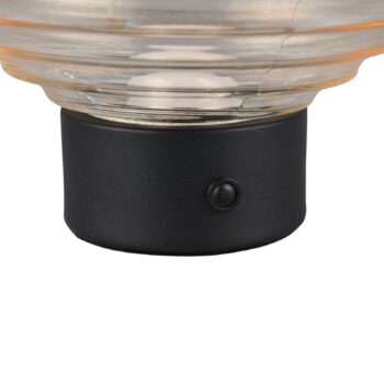 Nabíjacia stolová lampa Earl LED, čierna/jantárová, výška 14,5 cm, sklo
