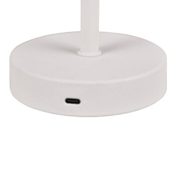 Nabíjacia stolová lampa Jeff LED, matná biela, výška 30 cm, kov