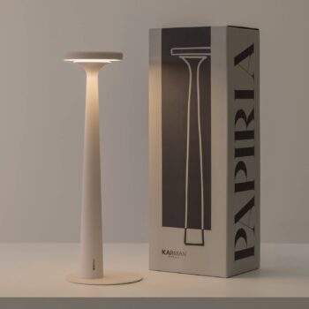 Nabíjacia stolová lampa Karman LED Papiria, matná biela, CCT