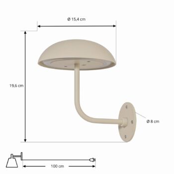Nabíjacia stolová lampa LED Arcchio Thenra, béžová, nástenný držiak