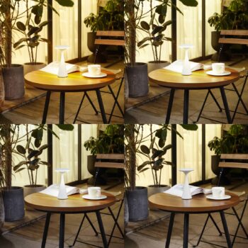 Nabíjacia stolová lampa Lindby LED Evelen, biela, IP54, CCT