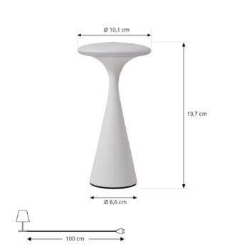 Nabíjacia stolová lampa Lindby LED Evelen, biela, IP54, CCT