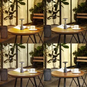 Nabíjacia stolová lampa Lindby LED Evelen, čierna, IP54, CCT