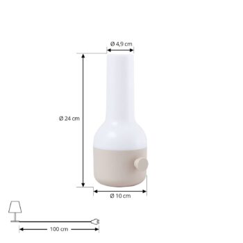 Nabíjacia stolová lampa Lindby LED Isaline, béžová, stmievateľná, IP44