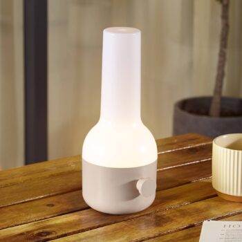 Nabíjacia stolová lampa Lindby LED Isaline, béžová, stmievateľná, IP44