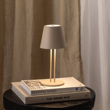 Nabíjacia stolová lampa Lindby LED Janea TWIN, béžová, kov
