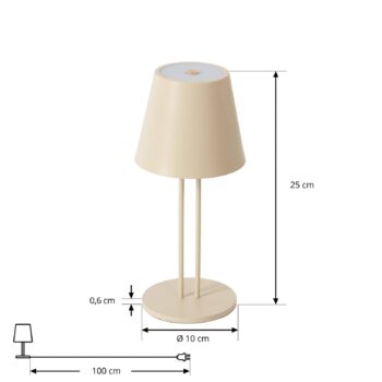 Nabíjacia stolová lampa Lindby LED Janea TWIN, béžová, kov