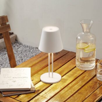Nabíjacia stolová lampa Lindby LED Janea TWIN, biela, kov