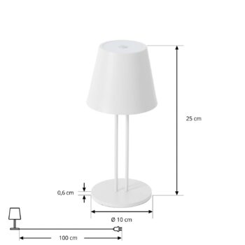 Nabíjacia stolová lampa Lindby LED Janea TWIN, biela, kov