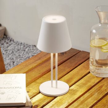 Nabíjacia stolová lampa Lindby LED Janea TWIN, biela, kov