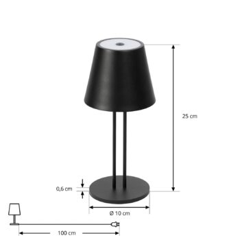 Nabíjacia stolová lampa Lindby LED Janea TWIN, čierna, kov