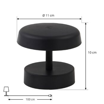 Nabíjacia stolová lampa Lindby LED Nalani, výška 10 cm, IP44, stmievateľná