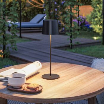 Nabíjacia stolová lampa Paulmann LED Gilo, čierna, plast, IP44