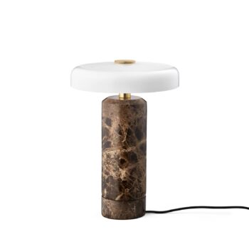 Nabíjacia stolová lampa Trip LED, hnedá / biela, mramor, sklo, IP44