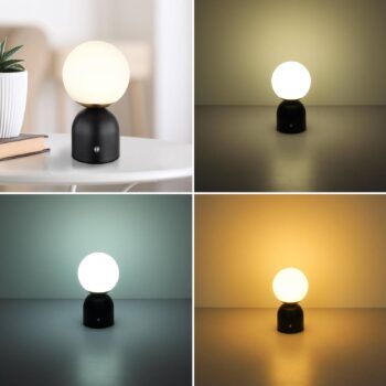 Nabíjateľná stolná lampa Julsy LED, čierna, výška 21 cm, kov, CCT