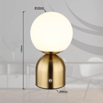 Nabíjateľná stolná lampa Julsy LED, mosadzná farba, výška 21 cm, CCT