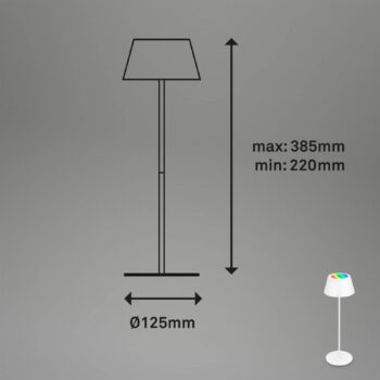 Nabíjateľná stolná lampa Kiki LED, biela, IP44, 3 000 K, RGBW