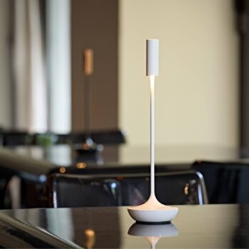 Nabíjateľná stolná lampa Nucandle LED, biela, IP54, stmievateľná