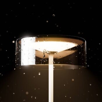 Nabíjateľná stolná lampa Numotion LED, biela, sklo, IP54, stmievateľná