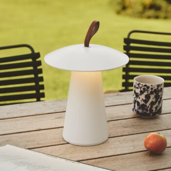 Nabíjateľná stolová lampa Ara To-Go LED, hliník, biela