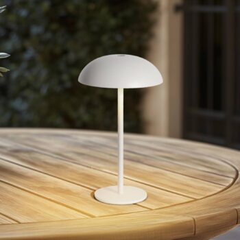 Nabíjateľná stolová lampa Arcchio LED Thenra, biela, nástenný držiak