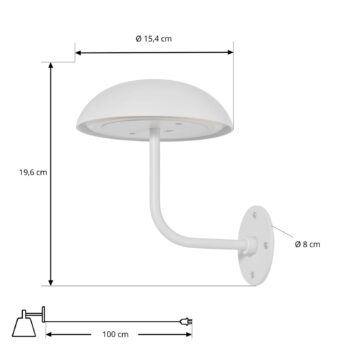 Nabíjateľná stolová lampa Arcchio LED Thenra, biela, nástenný držiak