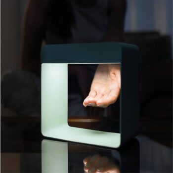 Nabíjateľná stolová lampa Dama LED, svetlomodrá, hliník, ABS