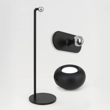 Nabíjateľná stolová lampa Kerby LED, čierna, výška 40 cm, oceľ/hliník