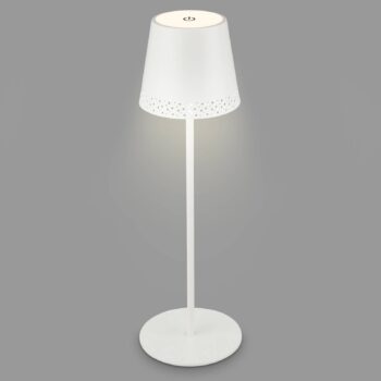 Nabíjateľná stolová lampa Kiki LED, biela, IP44, 3 000K
