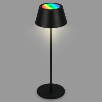 Nabíjateľná stolová lampa Kiki LED, čierna, IP44, 3 000 K, RGBW