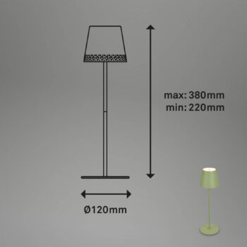 Nabíjateľná stolová lampa Kiki LED, limetkovo zelená, IP44, 3 000K
