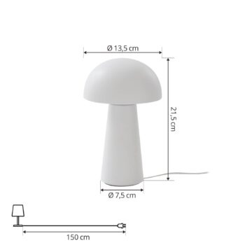 Nabíjateľná stolová lampa Lindby Zyre LED, biela, IP44, dotykový stmievač