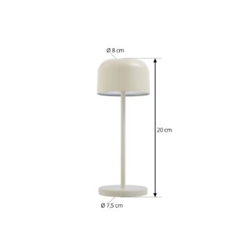 Nabíjateľná stolová lampa Lucande LED Quill, béžová, CCT, stmievateľná