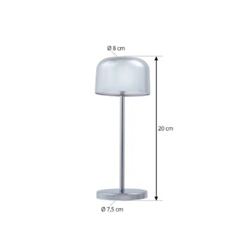 Nabíjateľná stolová lampa Lucande LED Quill, chróm, CCT, stmievateľná