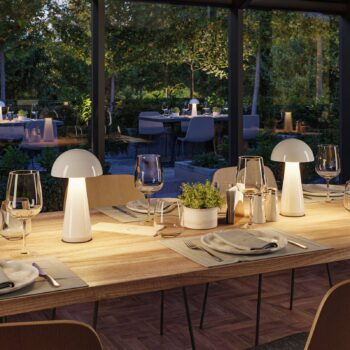 Nabíjateľná stolová lampa Paulmann LED Onzo, biela, plast, IP44