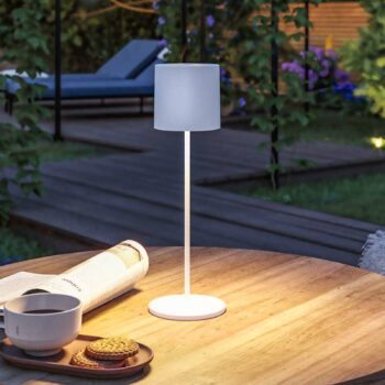Nabíjateľná stolová lampa Paulmann Tuni LED, biela, plast, IP44