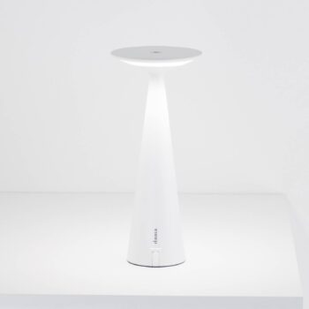 Nabíjateľná stolová lampa Zafferano Dama IP54 biela