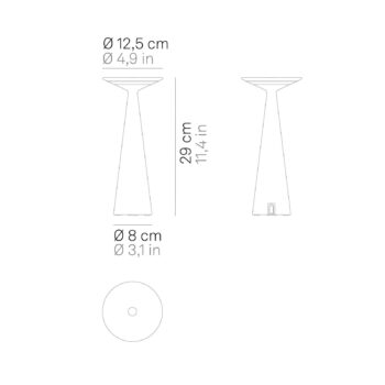 Nabíjateľná stolová lampa Zafferano Dama IP54 čierna