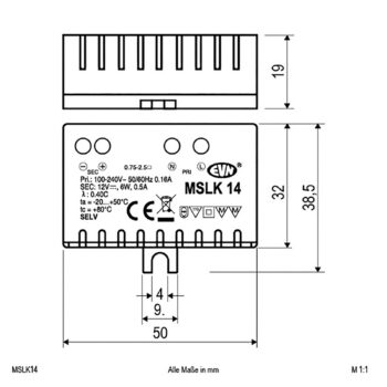 Napájací zdroj 12V/DC 0,1-6W, IP20, 100-240V/AC